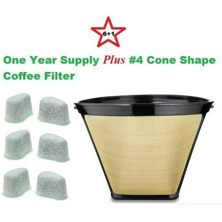 #4 Cone Shape Permanent Coffee Filter & a set of 6 Charcoal Water Filters for Krups Coffeemakers
#4 Cone Shape Permanent Coffee Filter & a set of 6 Charcoal Water Filters for Krups Coffeemakers