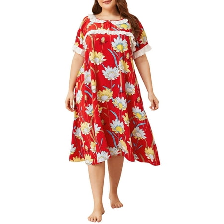 Women Lounger Dress Floral Printed Short Sleeved Loose Nightgowns Lounging Pyjamas
Women Lounger Dress Floral Printed Short Sleeved Loose Nightgowns Lounging Pyjamas
