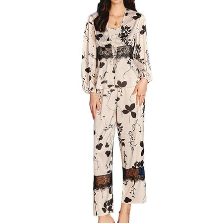 Homgro Women s Satin Pajama Set Printed Spring Fall 3 Piece Long Sleeve Shirt Cami Pants Set Lace Patchwork Pj Set Soft Lounge Set Ladies Sleepwear Comfy Nightwear Black Small
Homgro Women s Satin Pajama Set Printed Spring Fall 3 Piece Long Sleeve Shirt Cami Pants Set Lace Patchwork Pj Set Soft Lounge Set Ladies Sleepwear Comfy Nightwear Black Small