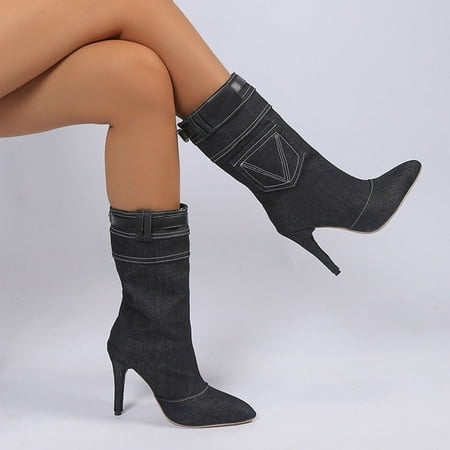 Tejiojio Classic Boots Slim Boots Women s Pointed Head Thin Heel Soft Leather Back Short Denim Boots Valentine s Day Deals
Tejiojio Classic Boots Slim Boots Women s Pointed Head Thin Heel Soft Leather Back Short Denim Boots Valentine s Day Deals