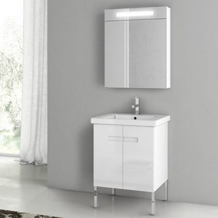 ACF by Nameeks ACF NY03-GW New York 24-in. Single Bathroom Vanity Set - Glossy White
