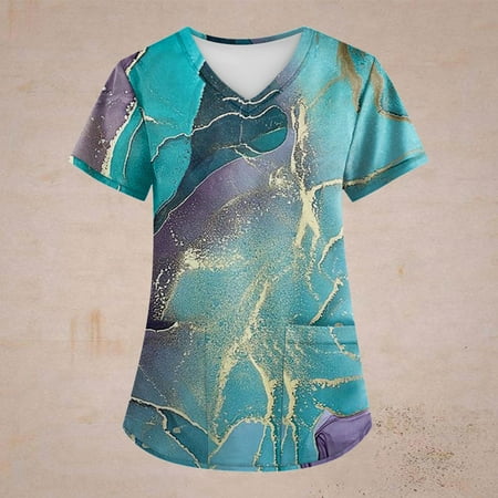 Hanas Tops Plus Size Retro Printed Scrub Working Uniform Tops For Women Cross V-Neck Short Sleeve Fun T-Shirts Workwear Tee With Pockets Multicolor/XXL
Hanas Tops Plus Size Retro Printed Scrub Working Uniform Tops For Women Cross V-Neck Short Sleeve Fun T-Shirts Workwear Tee With Pockets Multicolor/XXL
