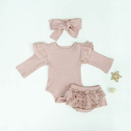 DancePeanut Baby Girls Romper Clothes Set Newborn Kids Cute Flying Sleeve Knitted Rompers Short Bow Headband Ribbed Cake Bloomers
DancePeanut Baby Girls Romper Clothes Set Newborn Kids Cute Flying Sleeve Knitted Rompers Short Bow Headband Ribbed Cake Bloomers