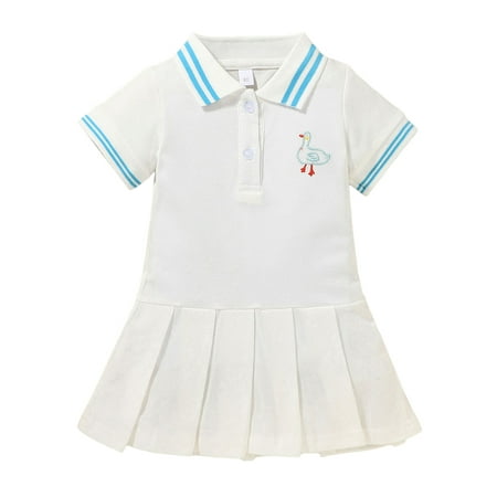 Nokpsedcb Children Kid Girls Duck Embroidery Dress Short Sleeve Lapel Neck Pleated Dress White 18-24 Months
Nokpsedcb Children Kid Girls Duck Embroidery Dress Short Sleeve Lapel Neck Pleated Dress White 18-24 Months