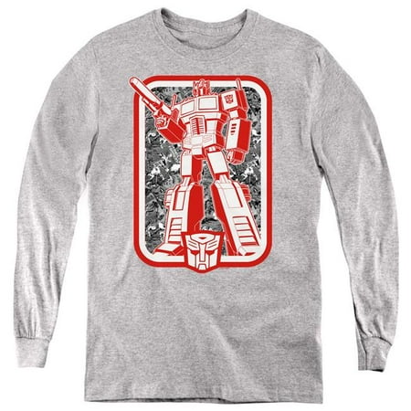 Trevco Sportswear HBRO347-YL-2 Transformers & Autobot-Youth Long Sleeve T-Shirt, Athletic Heather - Medium
