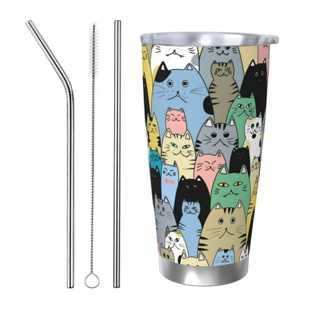 Qekee Different Cats Print 20OZ Car Cup Stainless Steel Vacuum Insulated Tumbler Tumbler Cup With Lid And Straw Travel Coffee Mug-Straw Three-piece Set
Qekee Different Cats Print 20OZ Car Cup Stainless Steel Vacuum Insulated Tumbler Tumbler Cup With Lid And Straw Travel Coffee Mug-Straw Three-piece Set