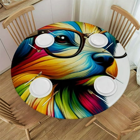 Patifu Colorful Dog with Glasses Round Table Cover Stain Resistant & Washable Perfect for Indoor and Outdoor Use Kitchen Dining Wedding Parties Picnic Camping 100% Polyester Fiber 46-50
Patifu Colorful Dog with Glasses Round Table Cover Stain Resistant & Washable Perfect for Indoor and Outdoor Use Kitchen Dining Wedding Parties Picnic Camping 100% Polyester Fiber 46-50