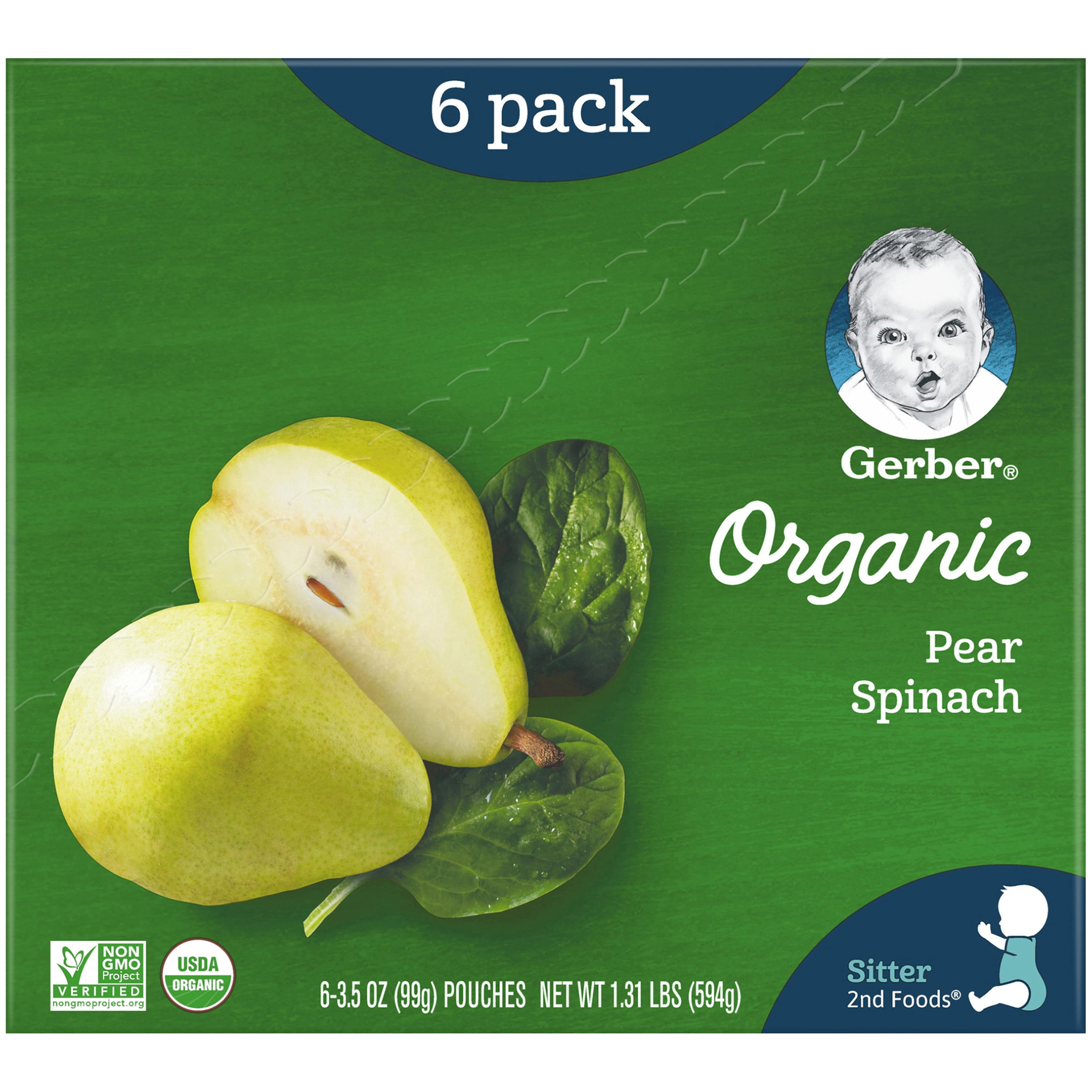 Gerber Nd Foods Organic Baby Food Pear Spinach Oz Pouches