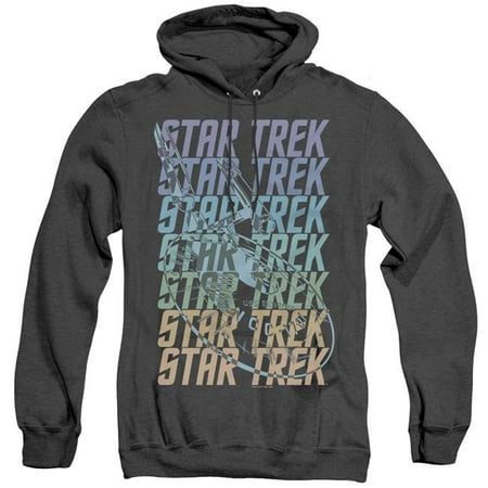 Trevco Sportswear CBS956-AHH-3 Star Trek & Multi Logo Enterprise - Adult Heather Hoodie, Black - Large