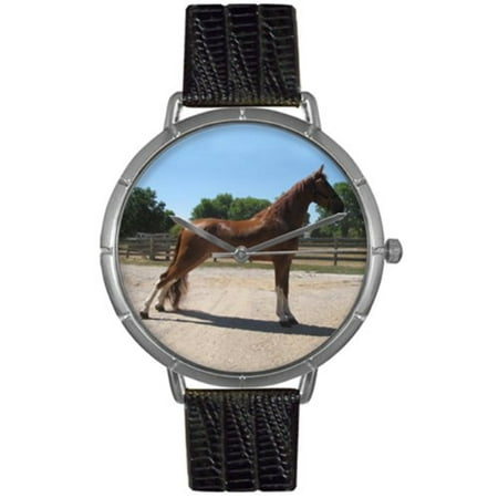 Whimsical Watches Womens T0110031 Tenessee Walker Horse Black Leather And Silvertone Photo Watch