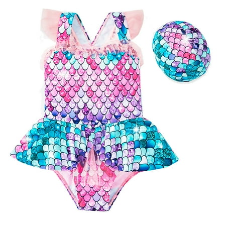 Actoyo Child Girls Swimsuit One Piece Cute Ruffle Mermaid Swimwear with Swim Cap 2-11Y
Actoyo Child Girls Swimsuit One Piece Cute Ruffle Mermaid Swimwear with Swim Cap 2-11Y