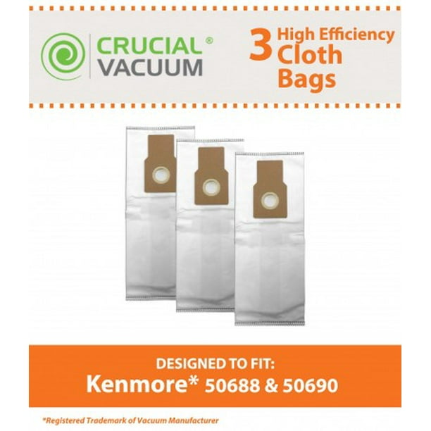 3 Kenmore 50688, 50690 Cloth Bags, Part # 20-5068, 20-50681