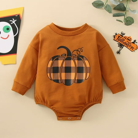 BTJX Toddler Baby Boys Girls Pumpkins Prints Long Sleeves Soft Sweatershirt Romper