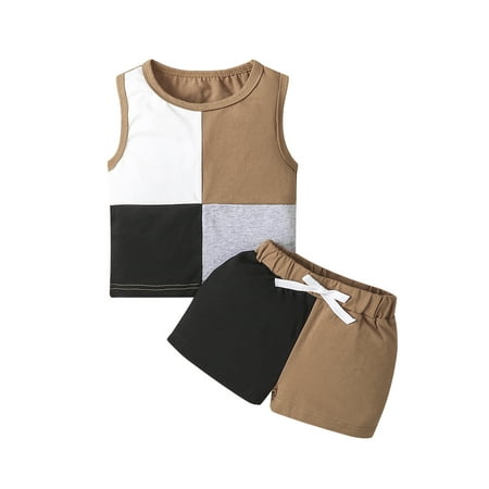 Inevnen Baby Boys Shorts Set Contrast Color Tank Top with Elastic Waist Shorts Summer Outfit
Inevnen Baby Boys Shorts Set Contrast Color Tank Top with Elastic Waist Shorts Summer Outfit