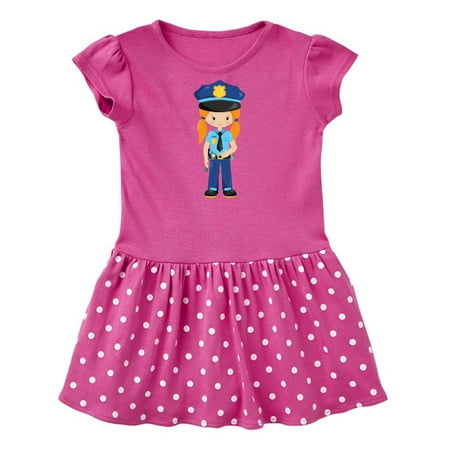 Inktastic Cute Girl Police Girl Orange Hair Police Uniform Gift Baby Girl Dress