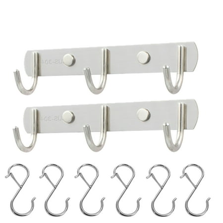 POINTERTECK Coat Rack Wall Mount - 2 Tri Hooks Stainless Steel Heavy Duty Coat Hat Hanger with 6 S-shaped hooks for Wall Organized and Storage
POINTERTECK Coat Rack Wall Mount - 2 Tri Hooks Stainless Steel Heavy Duty Coat Hat Hanger with 6 S-shaped hooks for Wall Organized and Storage