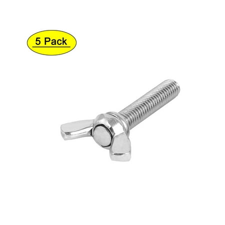 

Unique Bargains 304 Stainless Steel Butterfly Wing Nut Screw Metric M8 1.25mm Pitch 5pcs