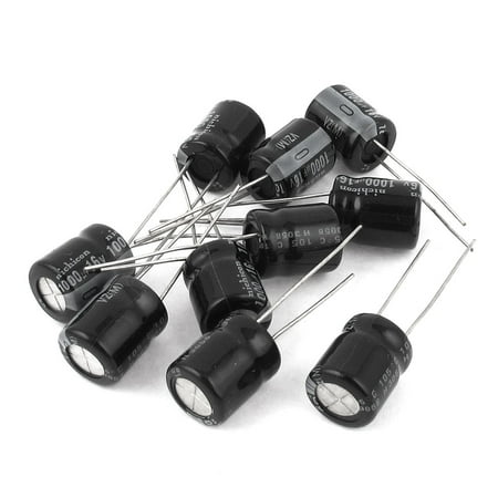 10 Pcs 16V 1000uF 105C Radial Lead Electrolytic Capacitor 10mm x 13mm