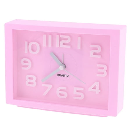 Plastic Pink Rectangle Dial Arabic Number Display Desk Alarm Clock