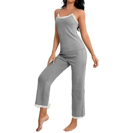 Casual Colorblock Spaghetti Strap Cami Top Pants Sleeveless Light Grey Women Pajama Sets (Women s)
Casual Colorblock Spaghetti Strap Cami Top Pants Sleeveless Light Grey Women Pajama Sets (Women s)