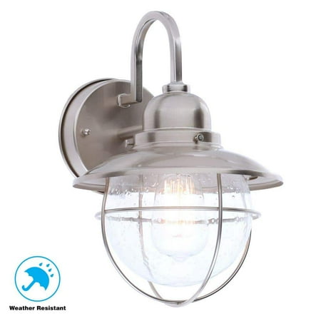 11.7 in. 1-Light Brushed Nickel Outdoor Cottage Wall Lantern Sconce
11.7 in. 1-Light Brushed Nickel Outdoor Cottage Wall Lantern Sconce