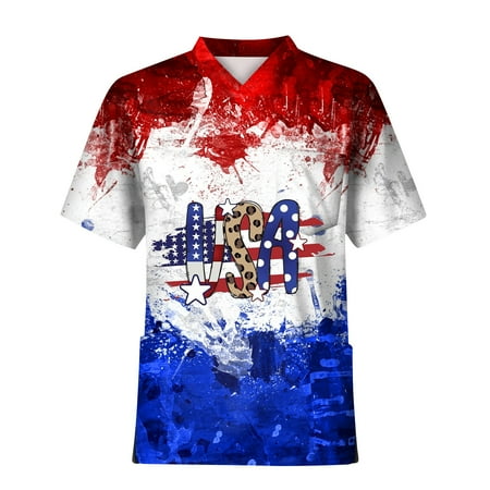 Alrise Medical Scrub Tops for Men Short Sleeve V Neck Independence Day Shirts with Pockets White Large
Alrise Medical Scrub Tops for Men Short Sleeve V Neck Independence Day Shirts with Pockets White Large