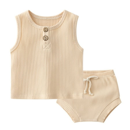 Toddler Outfits Sleeveless Solid T Shirt Tops With Shorts 2 Piece Baby Boys Clothes Size 90 Beige
Toddler Outfits Sleeveless Solid T Shirt Tops With Shorts 2 Piece Baby Boys Clothes Size 90 Beige