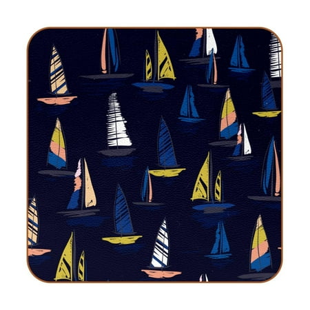 OWNTA Colorful Sailboat Navy Background Pattern Premium 6-Piece Square Coaster Set in Microfiber Leather - Non-Slip & Absorbent Cup Mats
OWNTA Colorful Sailboat Navy Background Pattern Premium 6-Piece Square Coaster Set in Microfiber Leather - Non-Slip & Absorbent Cup Mats