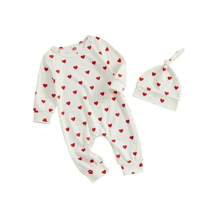 Bslissey Infant Girls Boys Heart Print Jumpsuit Long Sleeve Crew Neck Footless Rompers with Hat Newborn Baby Cute Valentine Outfits 3M 6M 9M 12M
Bslissey Infant Girls Boys Heart Print Jumpsuit Long Sleeve Crew Neck Footless Rompers with Hat Newborn Baby Cute Valentine Outfits 3M 6M 9M 12M
