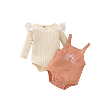 AMILIEe Newborn Infant Baby Girls 2pcs Jumpsuits Lace Ruffle Long Sleeves Romper and Sleeveless Pattern Suspender
AMILIEe Newborn Infant Baby Girls 2pcs Jumpsuits Lace Ruffle Long Sleeves Romper and Sleeveless Pattern Suspender
