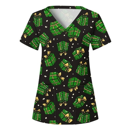 Scrub Tops for Women V Neck Short Sleeve Christmas Tops Print T Shirt Casual Workwear Tops
Scrub Tops for Women V Neck Short Sleeve Christmas Tops Print T Shirt Casual Workwear Tops