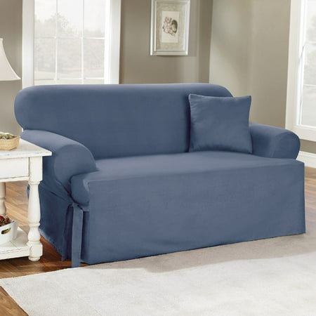 Cotton Loveseat - Sure Fit Cotton Duck Loveseat T-Cushion Slipcover