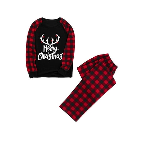 FOCUSNORM Matching Family Nightgown Set Red Plaid Christmas Pajamas Loungewear