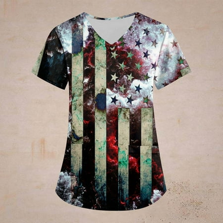 Sksloeg Womens Scrub Tops Fashion Red White Blue Star Stripe Printed Scrub Nurse Top Shirts Short Sleeve Working Tops Workwear Comfy Shirt Blouses Clothing Gray XXXXL
Sksloeg Womens Scrub Tops Fashion Red White Blue Star Stripe Printed Scrub Nurse Top Shirts Short Sleeve Working Tops Workwear Comfy Shirt Blouses Clothing Gray XXXXL