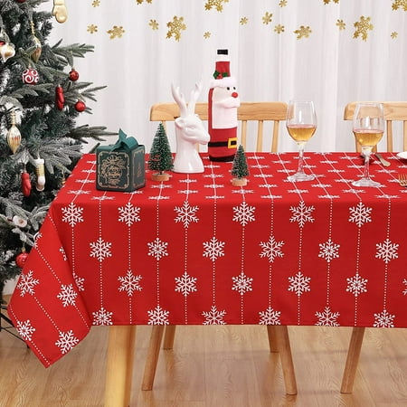 

Christmas Decoration Rectangle Snowflake Christmas Tablecloth - Xmas Table Cloth Waterproof and Washable Holiday Decorative Table Cover for Outdoor Indoor Party Kitchen Dining Room 60 x 84 Inch