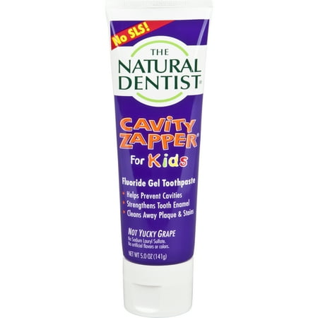 Natural Dentist Cavity Zapper Fluoride Toothpaste, Not Yucky Grape, 5 Oz Tube