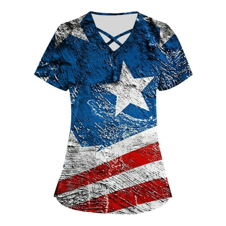 Alrise Indepence Day Shirt Plus Size Independence Day Printed Scrub Working Uniform Tops For Women Cross V-Neck Short Sleeve Fun T-Shirts Workwear Tee With Pockets Blue XX-Large
Alrise Indepence Day Shirt Plus Size Independence Day Printed Scrub Working Uniform Tops For Women Cross V-Neck Short Sleeve Fun T-Shirts Workwear Tee With Pockets Blue XX-Large