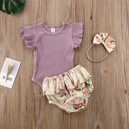 Nokpsedcb 3Pcs Newborn Baby Girl Summer Shorts Outfit Sleeveless Bodysuit Romper+Ruffles Short Pants+Headband Clothes Purple 3-6 Months
Nokpsedcb 3Pcs Newborn Baby Girl Summer Shorts Outfit Sleeveless Bodysuit Romper+Ruffles Short Pants+Headband Clothes Purple 3-6 Months