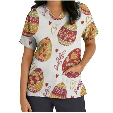 Ecqkame Easter Womens Scrubs Tops Easter Eggs Bunny Rabbit Printed Working Uniform Blouse T-shirt Casual Short Sleeve V-neck Blouse Tops With Pocket Brown XL on Clearance
Ecqkame Easter Womens Scrubs Tops Easter Eggs Bunny Rabbit Printed Working Uniform Blouse T-shirt Casual Short Sleeve V-neck Blouse Tops With Pocket Brown XL on Clearance