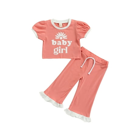 Karuedoo Toddler Baby Girls Letter Print Puff Sleeve Crop Tops Flare Pants Trousers Summer Outfits Pink 18-24 Months
Karuedoo Toddler Baby Girls Letter Print Puff Sleeve Crop Tops Flare Pants Trousers Summer Outfits Pink 18-24 Months