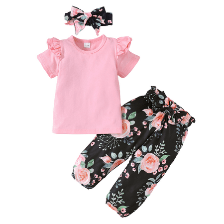NZRVAWS Toddler Baby Girls Fall Outfits 4 Years Girls Ruffle Sleeve Solid Color Top 5 Years Girls Floral Print Pants Headband 3Pcs Clothes Set Pink
NZRVAWS Toddler Baby Girls Fall Outfits 4 Years Girls Ruffle Sleeve Solid Color Top 5 Years Girls Floral Print Pants Headband 3Pcs Clothes Set Pink