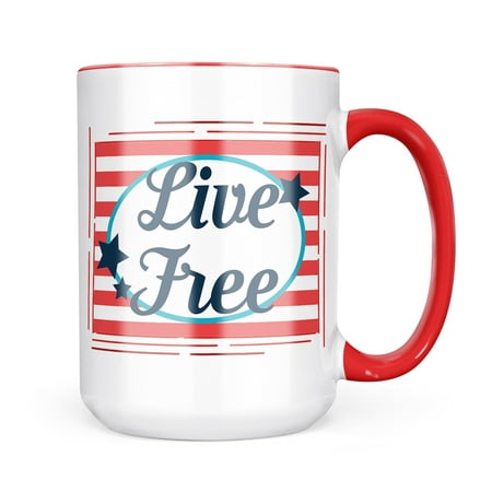 

Christmas Cookie Tin Live Free Fourth of July America Stars and Stripes Mug gift for Coffee Tea lovers