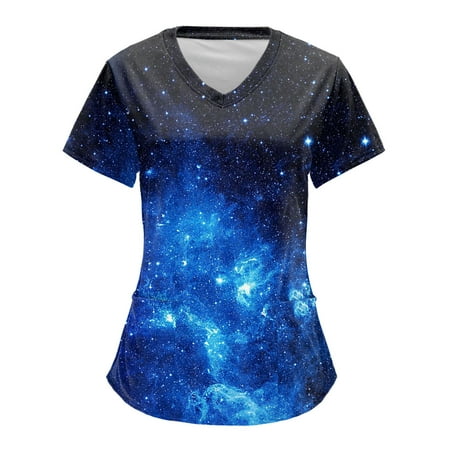 Scrubs For Women Tops Printed Starry Sky Print Short Sleeve V Neck Workwear Tshirt Blouse With Pocket Women s Working Uniform Nursing
Scrubs For Women Tops Printed Starry Sky Print Short Sleeve V Neck Workwear Tshirt Blouse With Pocket Women s Working Uniform Nursing