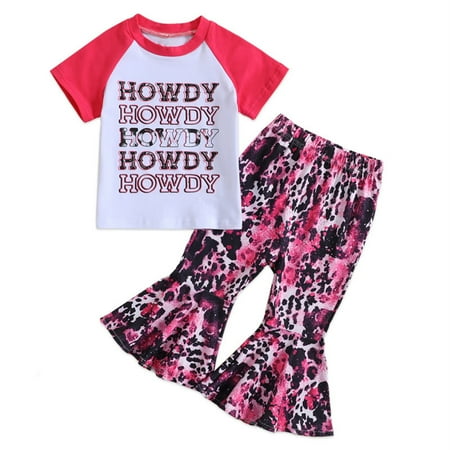 Cute Summer Toddler Girls Outfits Set Girl Short Sleeve Word T Shirt Top Printed Flare Pants Children S Clothing For 3-4 Years
Cute Summer Toddler Girls Outfits Set Girl Short Sleeve Word T Shirt Top Printed Flare Pants Children S Clothing For 3-4 Years
