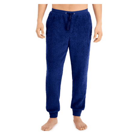 $70 Club Room Mens Fuzzy Fleece Pajama Lounge Pants Blue L