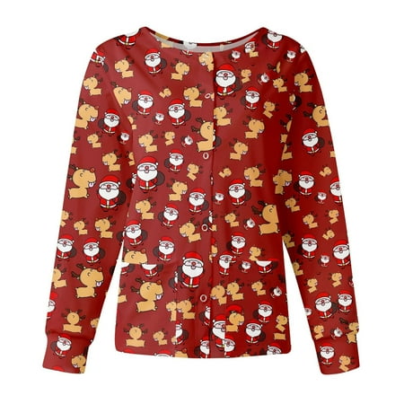 EGNMCR Women Nursing Scrubs Tops Christmas Elk Santa Printed Working Uniform Long Sleeve Crew Neck Workwear Blouse Cardigan with Pockets Christmas Costumes on Clearance
EGNMCR Women Nursing Scrubs Tops Christmas Elk Santa Printed Working Uniform Long Sleeve Crew Neck Workwear Blouse Cardigan with Pockets Christmas Costumes on Clearance