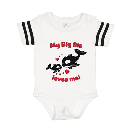 Inktastic My Big Sis Loves Me Orca Family Gift Baby Boy or Baby Girl Bodysuit