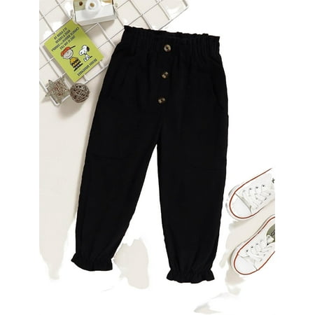 Casual Plain Tapered/Carrot Black Toddler Girls Pants (Girl s)
