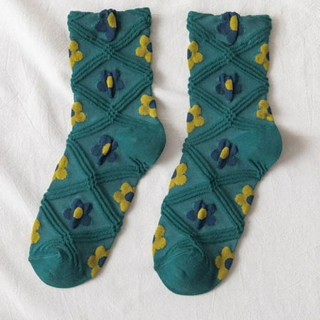 Women s Tube Socks Hyuna Style Japanese Flower Long Tube Cotton Socks