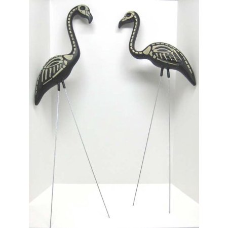 2 Pcs. Skeleton Lawn Plastic Flamingo, Each flamingo measures approximately 22 high. By OTC